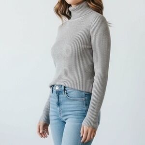 Lew Magram Collection New York Metallic Ribbed‎ Turtleneck Sweater Size M